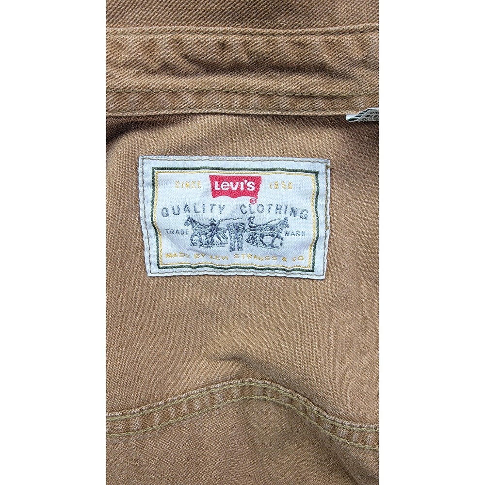 Vintage 90s Levi's Men's Red Tab Duck Canvas Long Sleeve Work Shirt Brown Medium - Picture 16 of 16